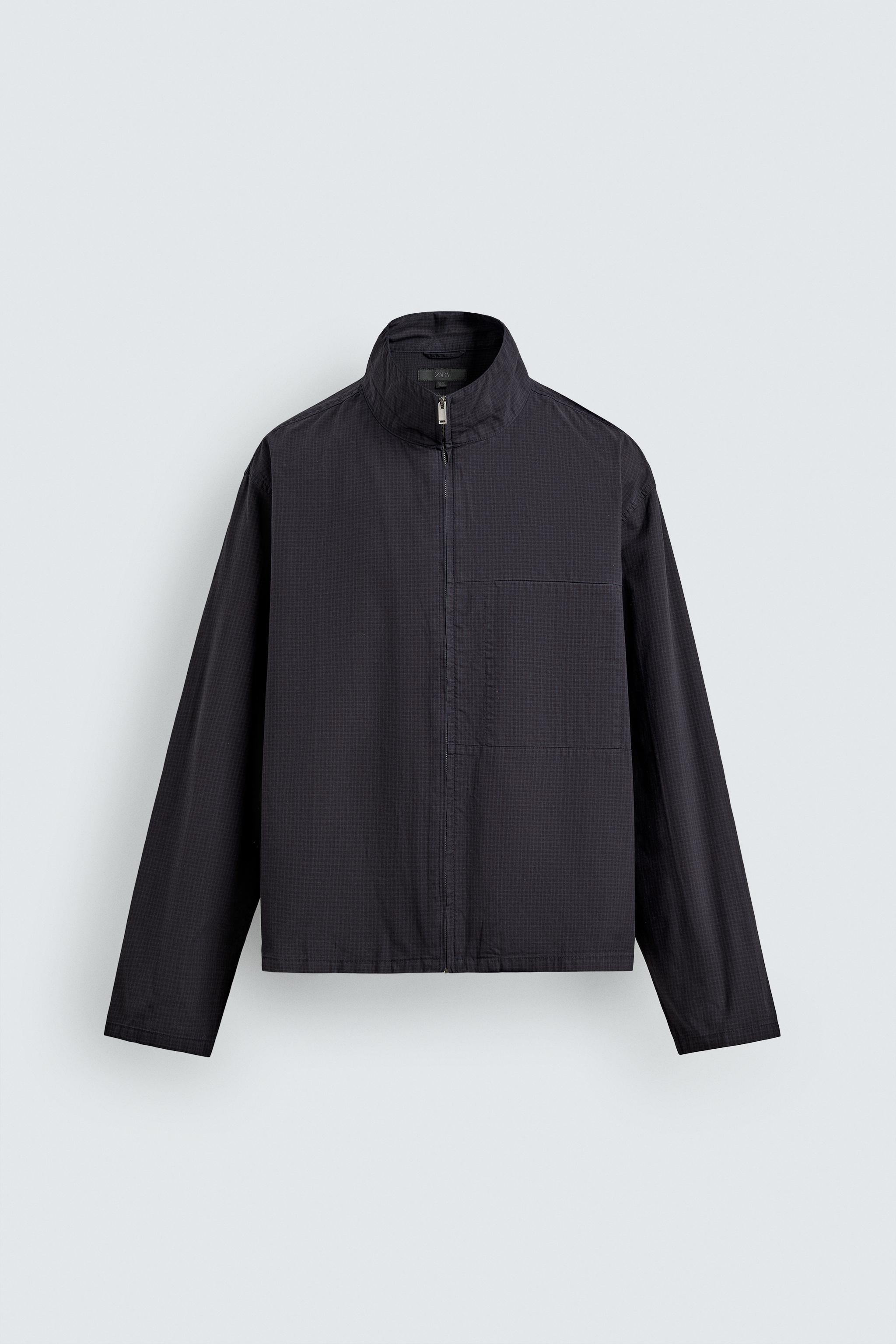 CHEMISE RELAXED FIT À CARREAUX ET FERMETURE ÉCLAIR